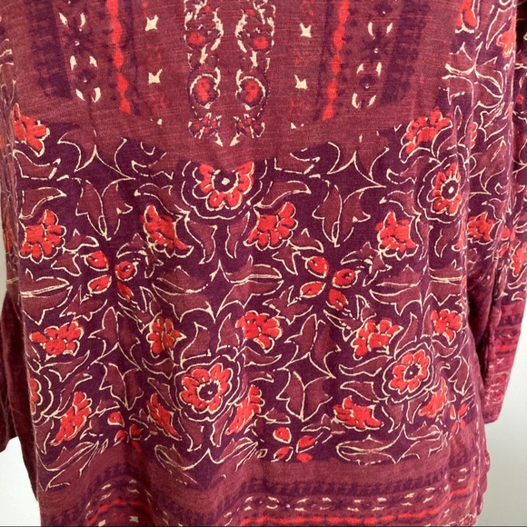 Lucky Brand Top Split V-neck Boho Paisley Shirt S - Picture 5 of 9